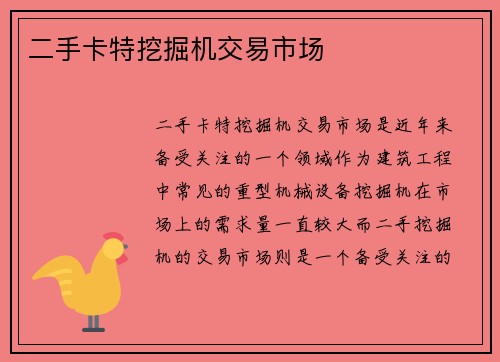 二手卡特挖掘机交易市场